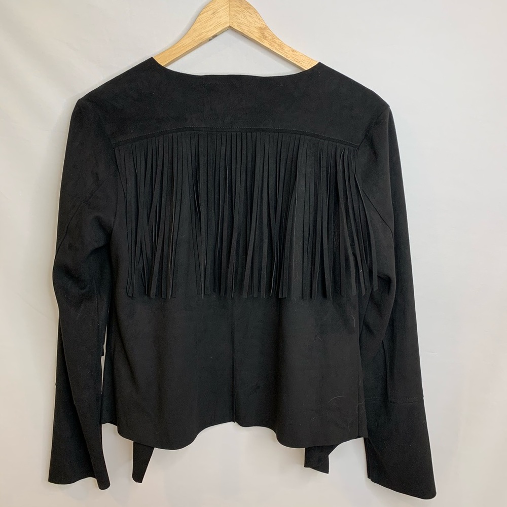 Buffalo David Bitton Western Black Fringe Faux Suede Blazer SM